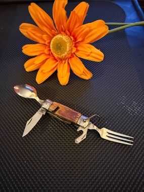 Multifunctional Vintage-Style Pocket Utensil - Brown Handle